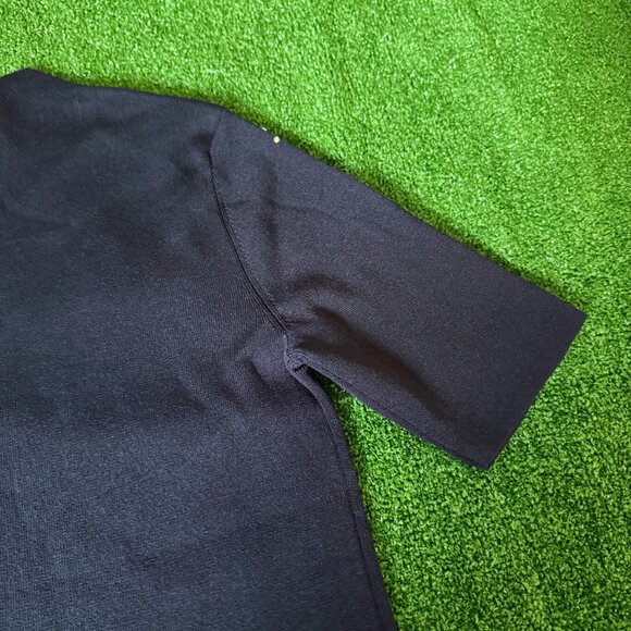 Ann Taylor Rhinestone Embellished Mock Neck Sweater T-Shirt Size M Navy Blue Sky - Picture 13 of 13